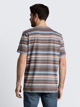 T-shirt met streepjespatroon - grey blue multicolor stripe - Neklijn model-achteraanzicht