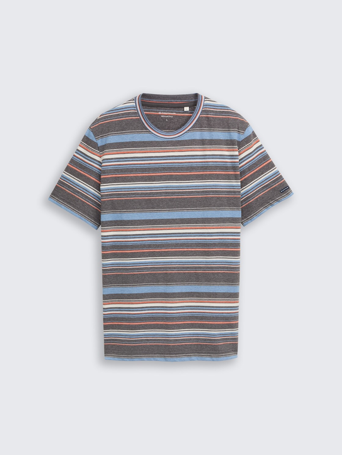 T-Shirt mit Streifenmuster - grey blue multicolor stripe - Vorder-Produkt-Ansicht