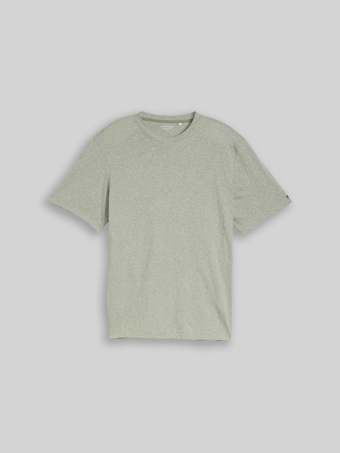 T-shirt with fine stripe pattern by Men, shadow olive fine stripe
