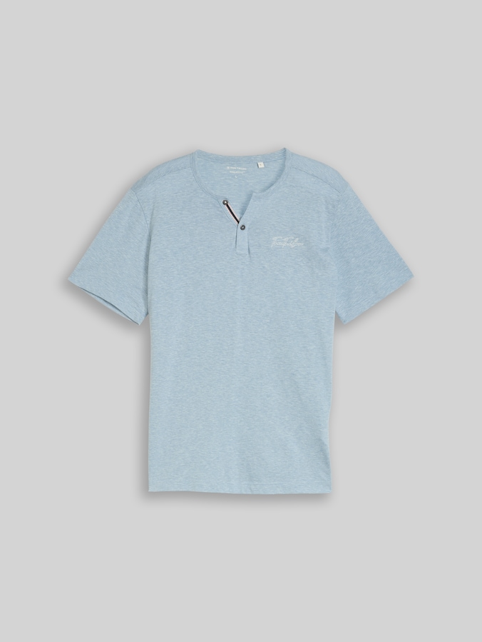 Henley T-shirt with fine stripe pattern by Men, spring blue fine stripe