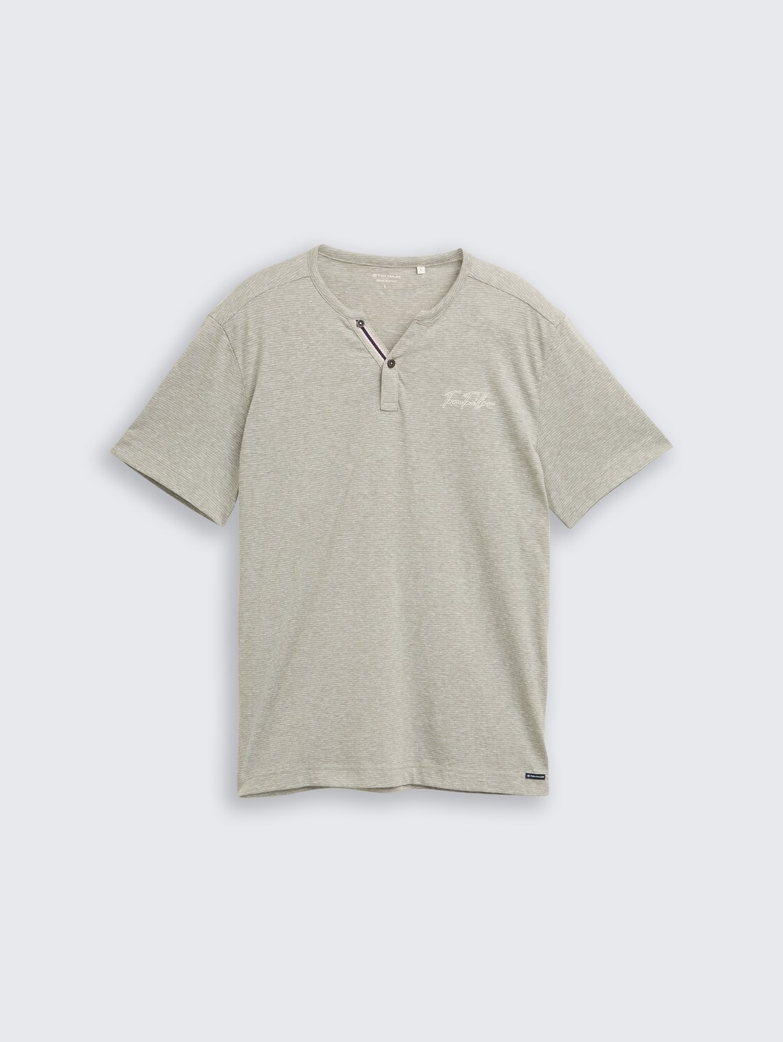 Henley T-Shirt mit feinem Streifenmuster - shadow olive fine stripe - Vorder-Produkt-Ansicht