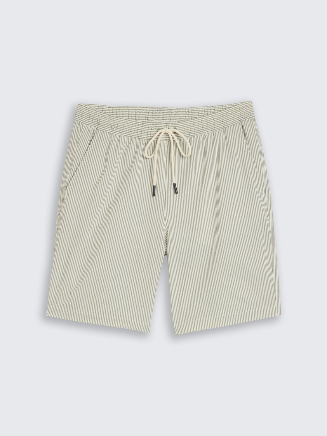 Seersucker Badeshorts mit Streifenmuster - green beige vertical stripe - Vorder-Produkt-Ansicht