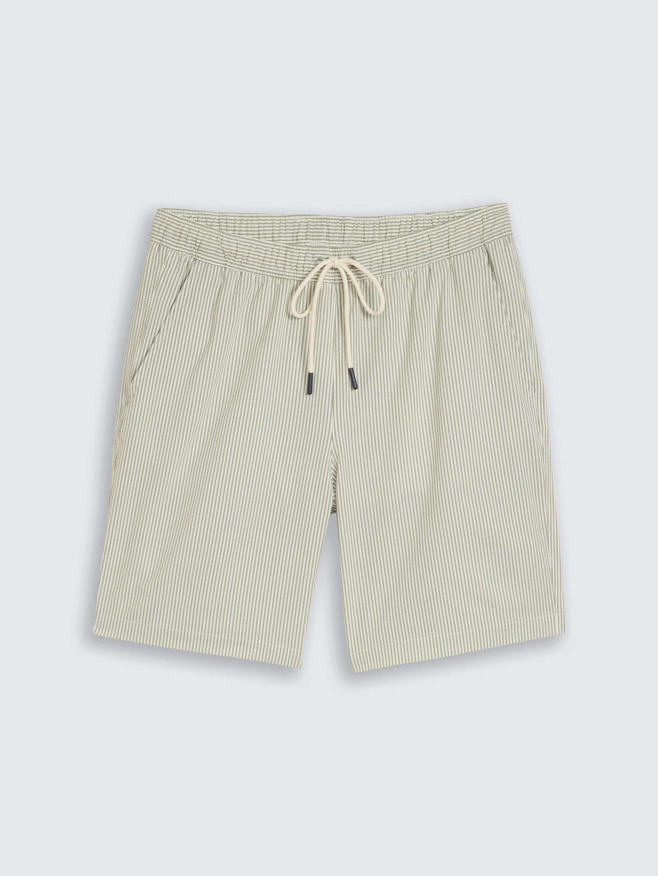 Seersucker swim shorts with striped pattern - green_beige_vertical_stripe - 