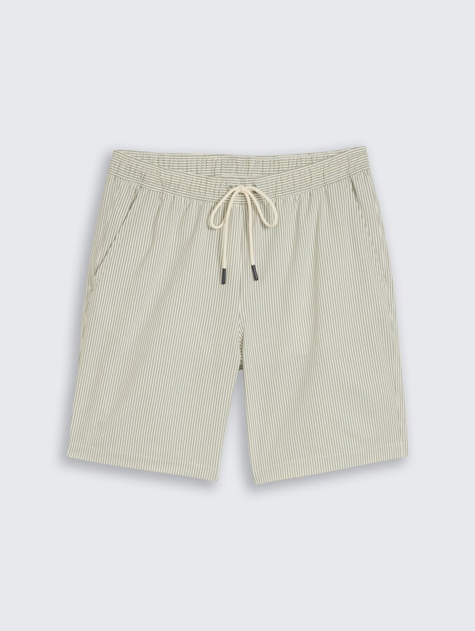 Seersucker Badeshorts mit Streifenmuster von Men, green beige vertical stripe