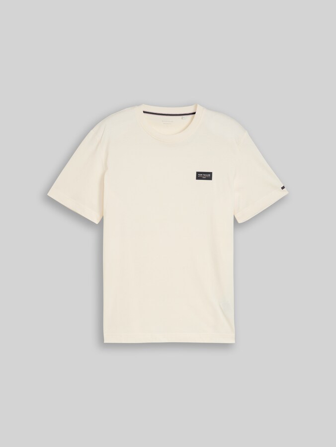 T-shirt en coton avec badge logo par Men, Gardenia White