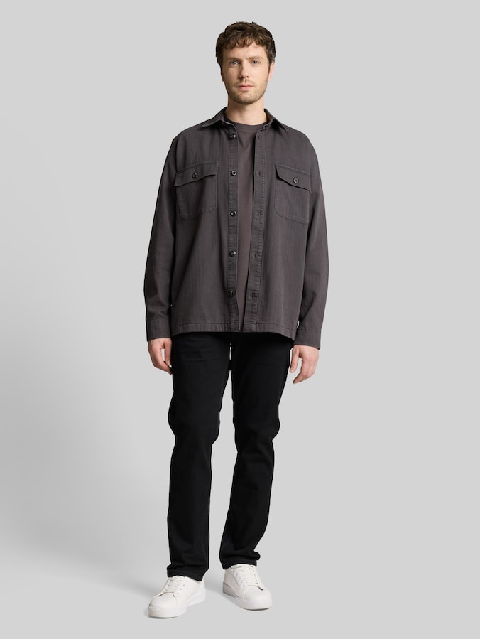 T-shirt en coton avec badge logo par Men, Tarmac Grey