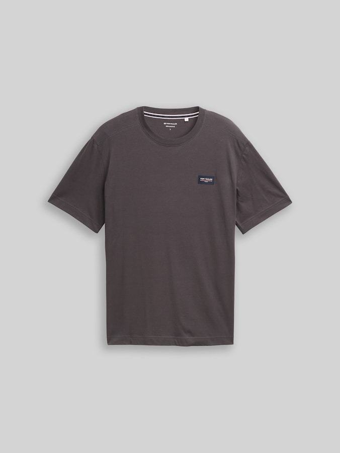 T-shirt van katoen met logo-badge door Men, Tarmac Grey
