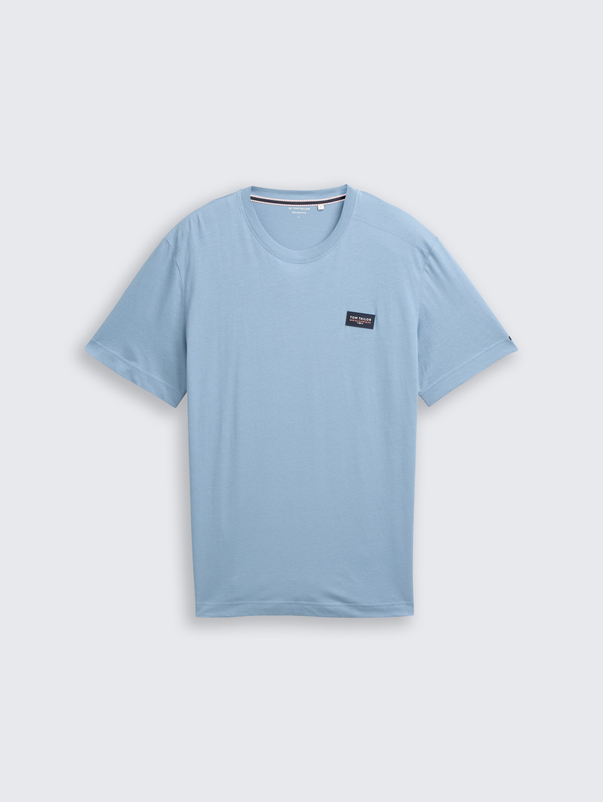 T-Shirt aus Baumwolle mit Logo-Badge - mountain spring blue - Vorder-Produkt-Ansicht