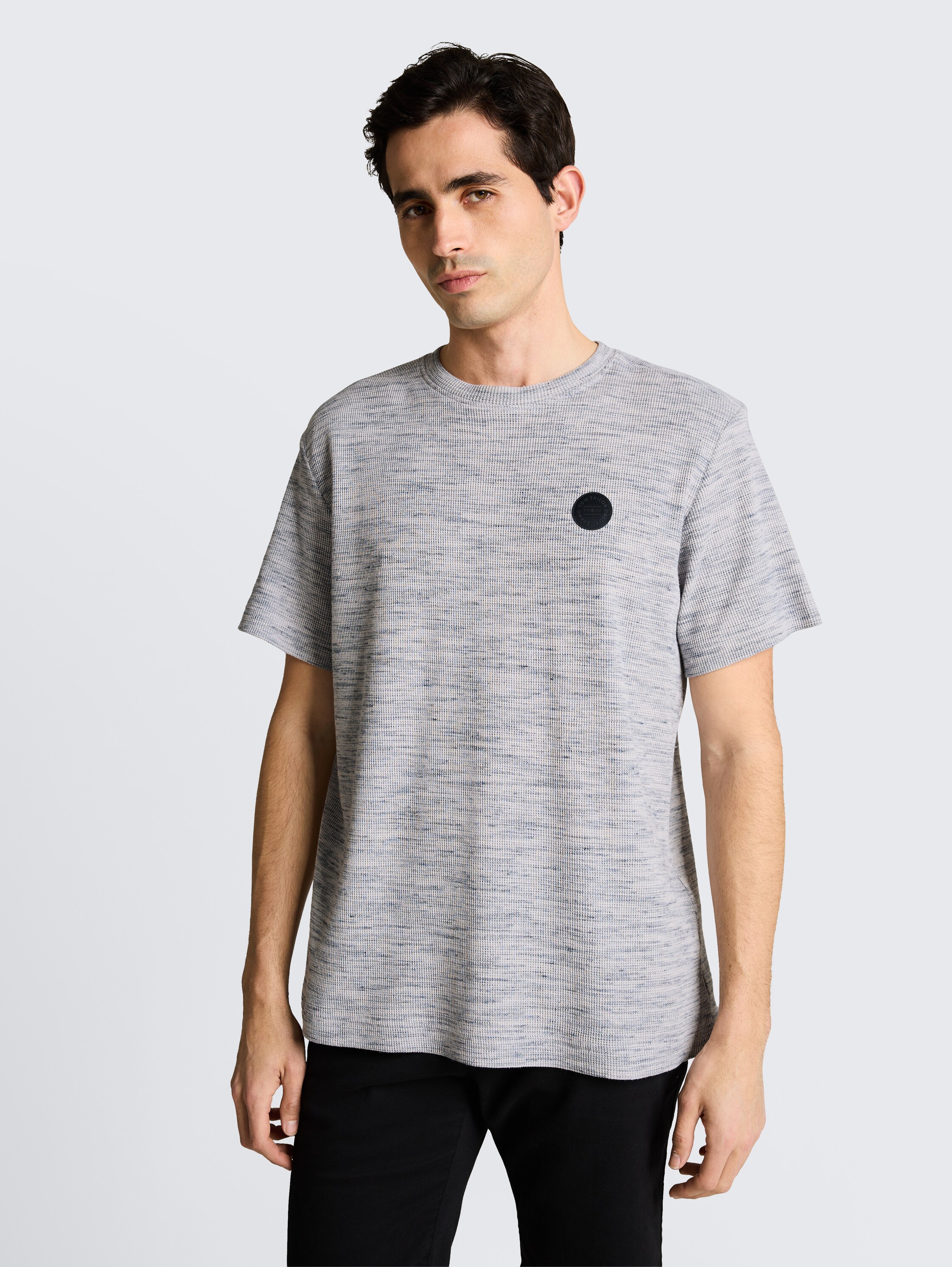 T-shirt met wafelstructuur - white_grey_waffle_inject - 