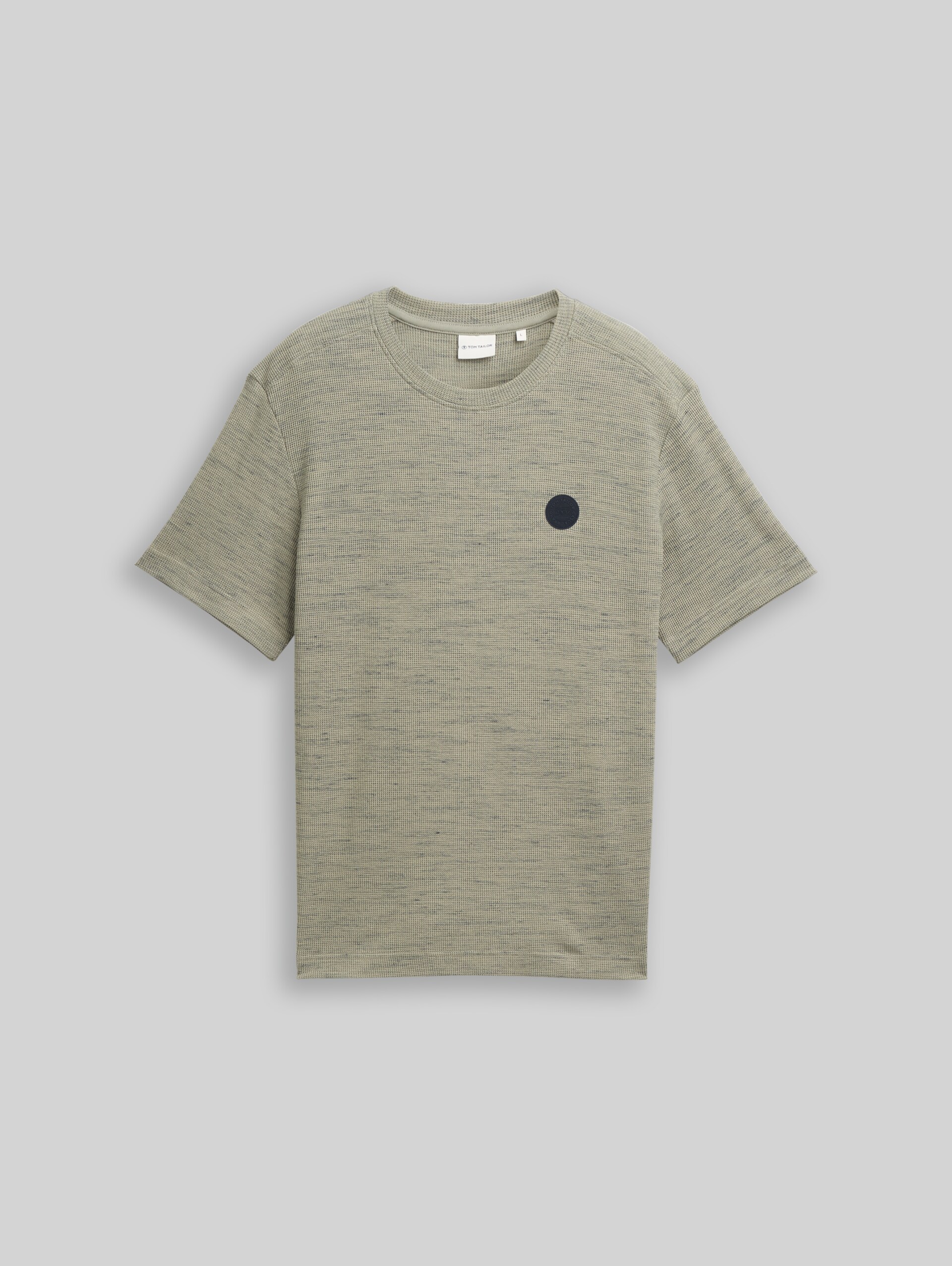 T-shirt with waffle texture - olive grey waffle inject - Front product view