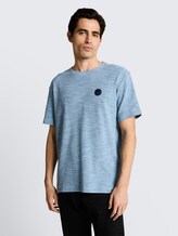T-shirt à texture gaufrée - blue grey waffle inject - Découpe Vue de face du modèle