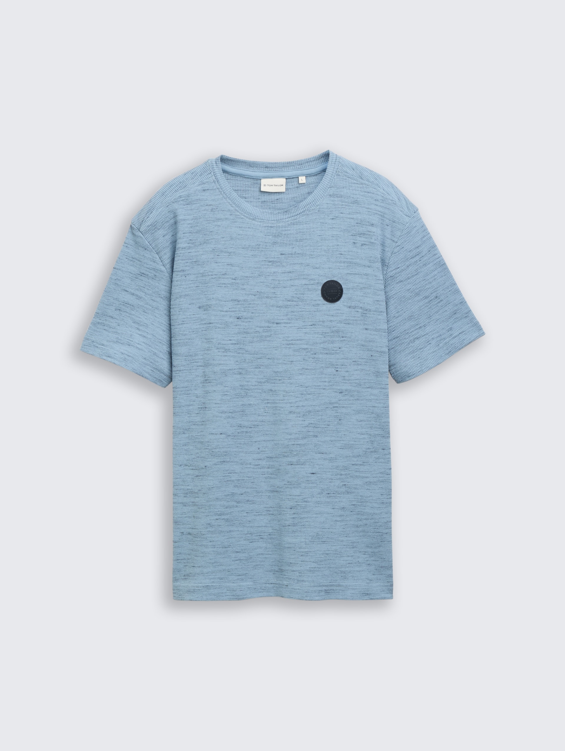 T-Shirt mit Waffelstruktur - blue grey waffle inject - Vorder-Produkt-Ansicht