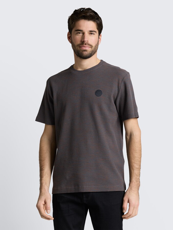 T-shirt met wafelstructuur door Men, grey orange waffle inject