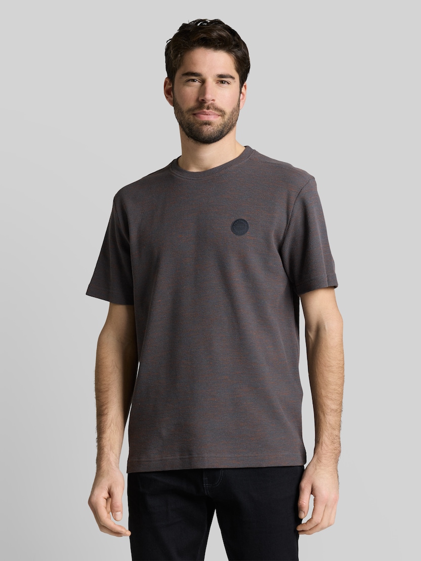 T-Shirt mit Waffelstruktur von Men, grey orange waffle inject