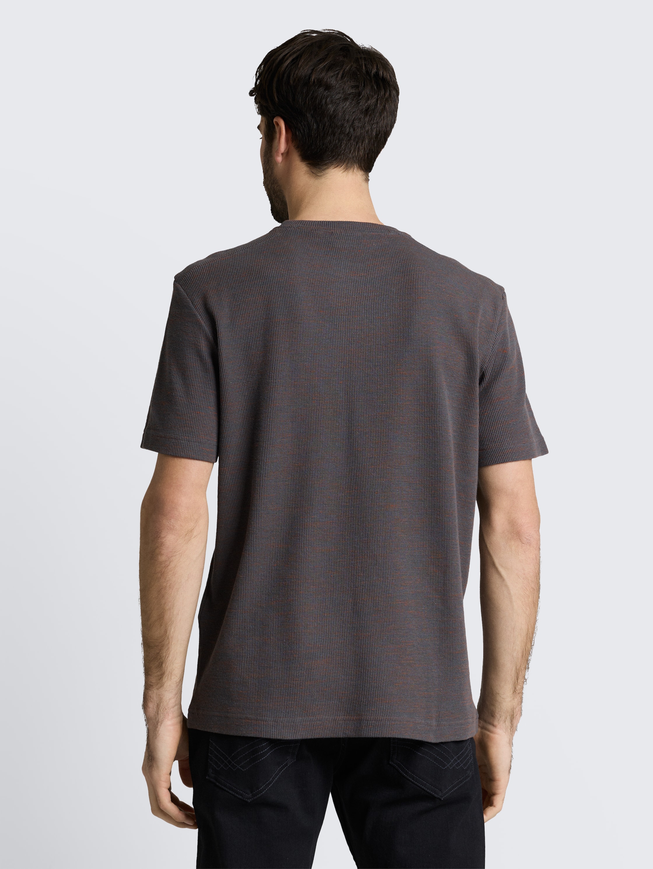 T-shirt met wafelstructuur - grey_orange_waffle_inject - 