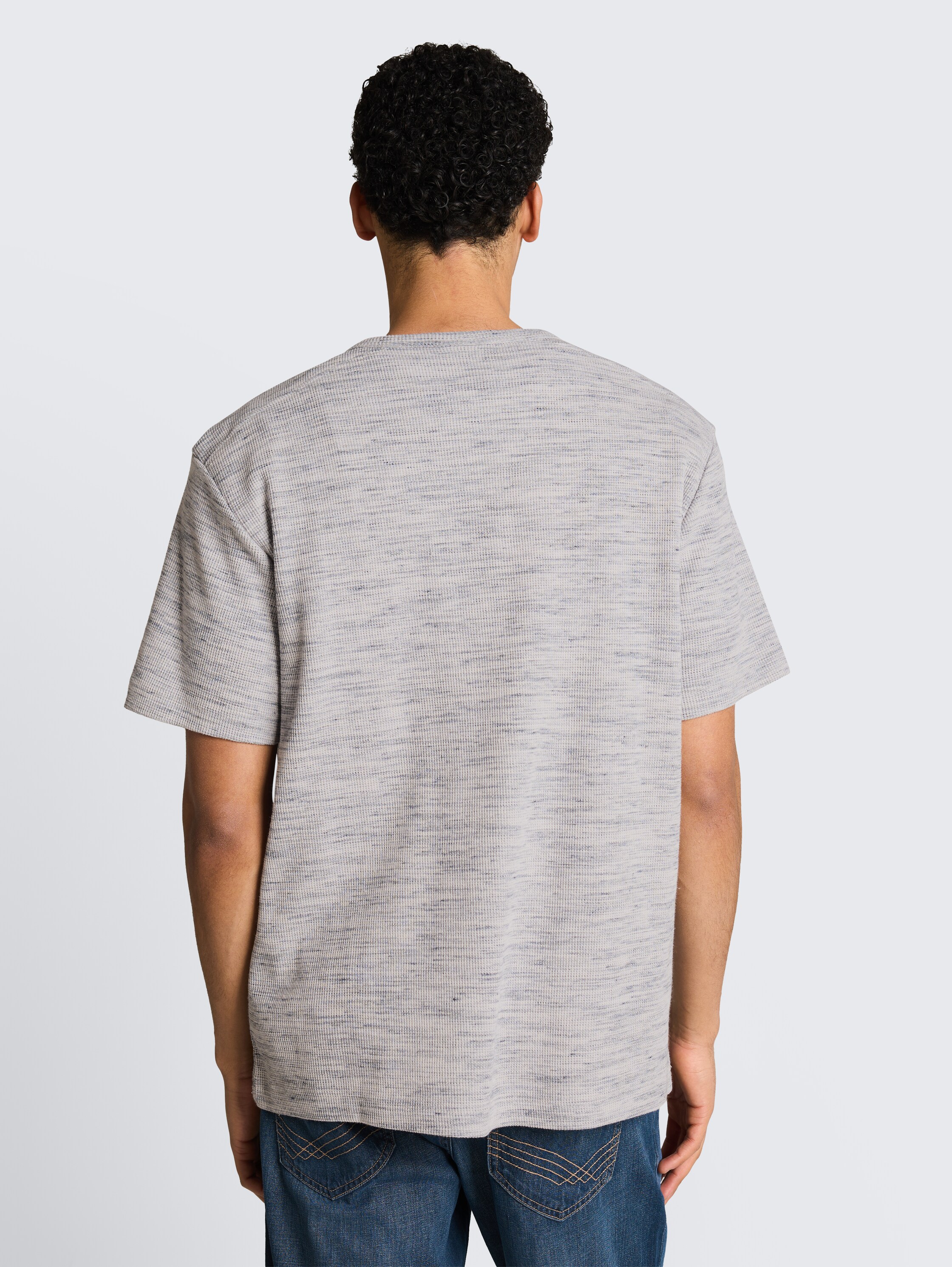 Henley T-Shirt in Melange-Optik - white_grey_waffle_inject - 