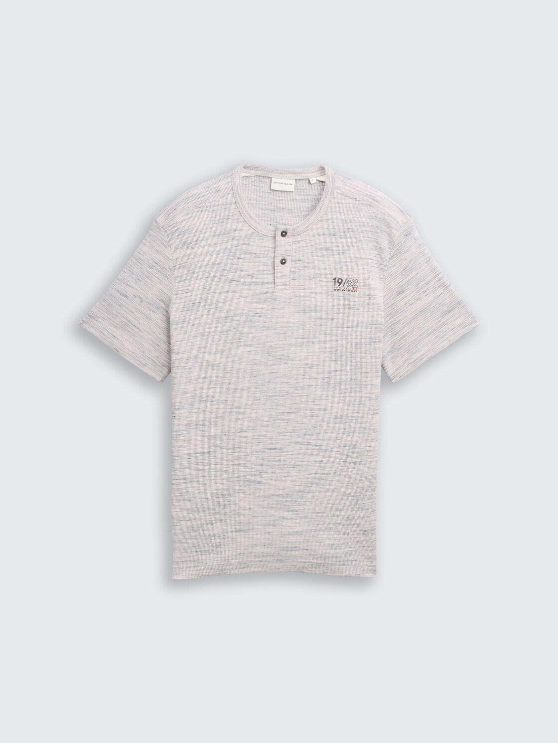 Henley T-Shirt in Melange-Optik - white grey waffle inject - Vorder-Produkt-Ansicht