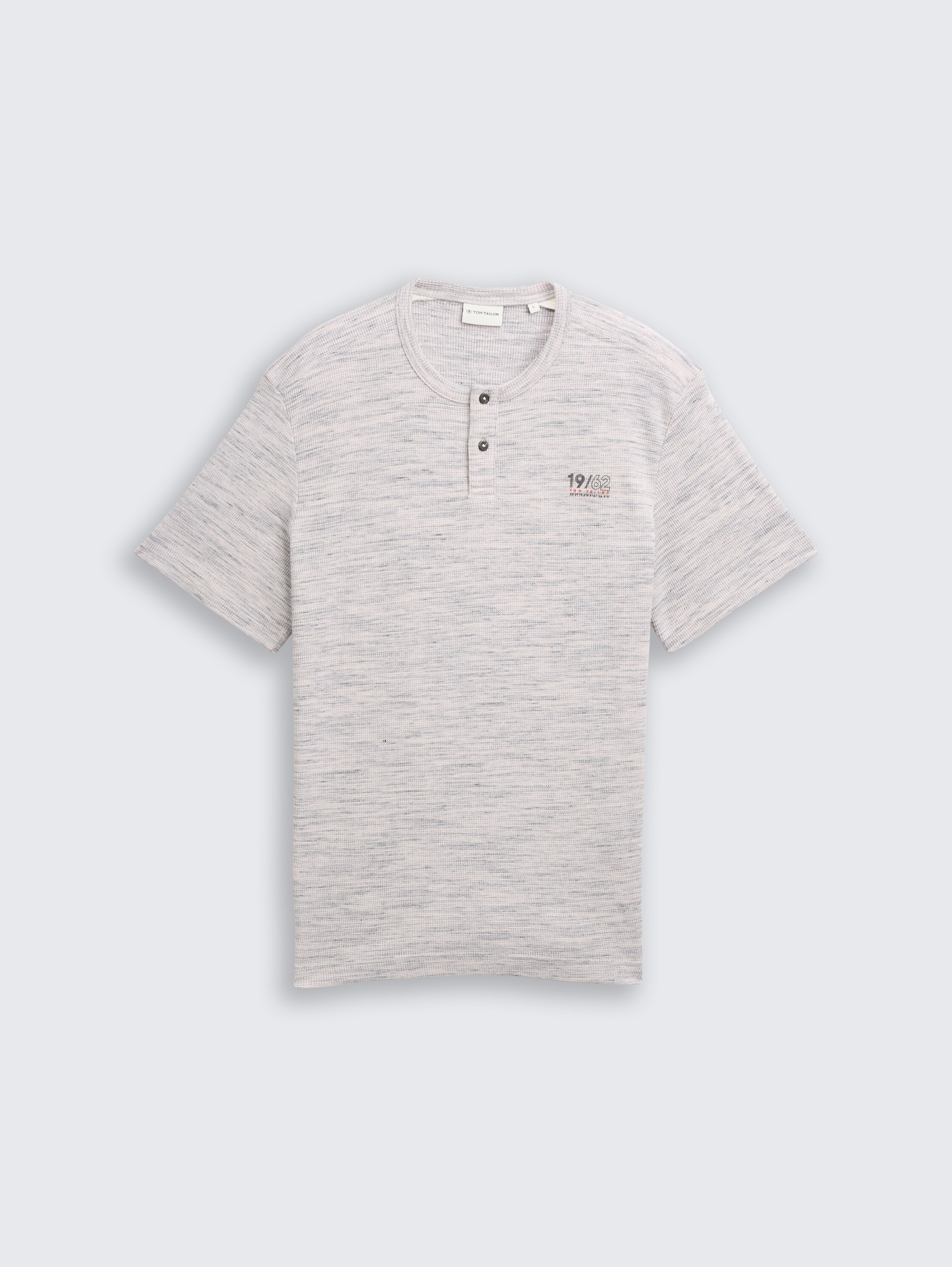 Henley T-Shirt in Melange-Optik - white_grey_waffle_inject - 