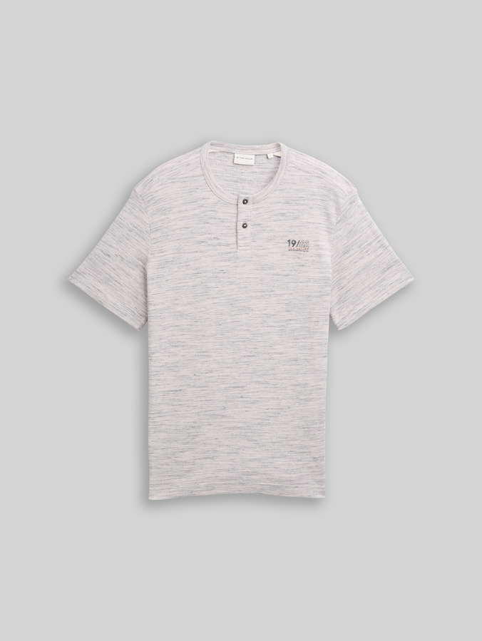 Henley T-Shirt in Melange-Optik von Men, white grey waffle inject