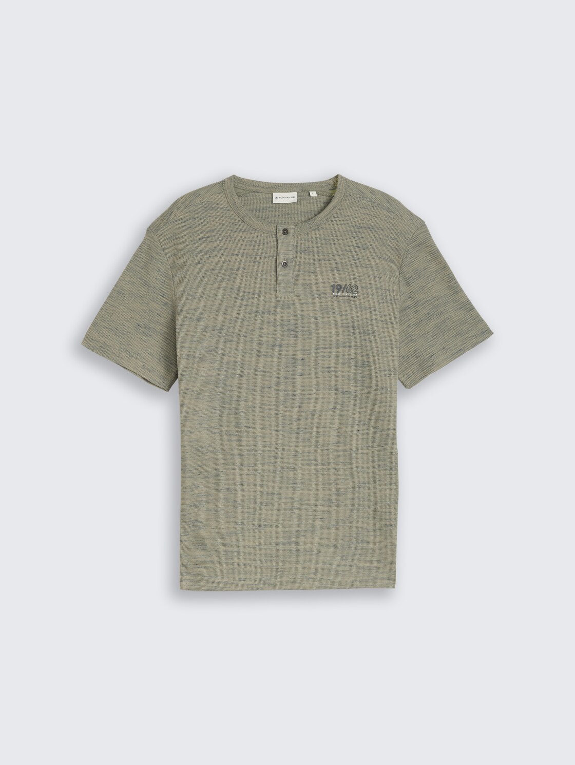 Henley T-Shirt in Melange-Optik - olive grey waffle inject - Vorder-Produkt-Ansicht