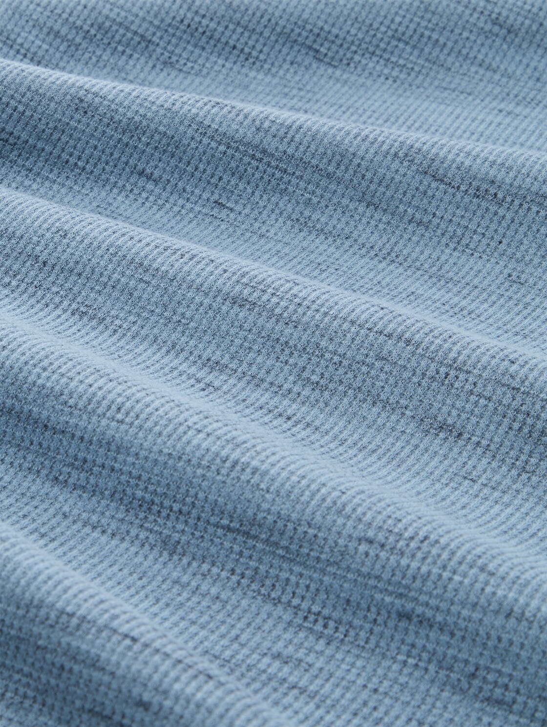 Henley T-Shirt in Melange-Optik - blue grey waffle inject - Material-Ansicht