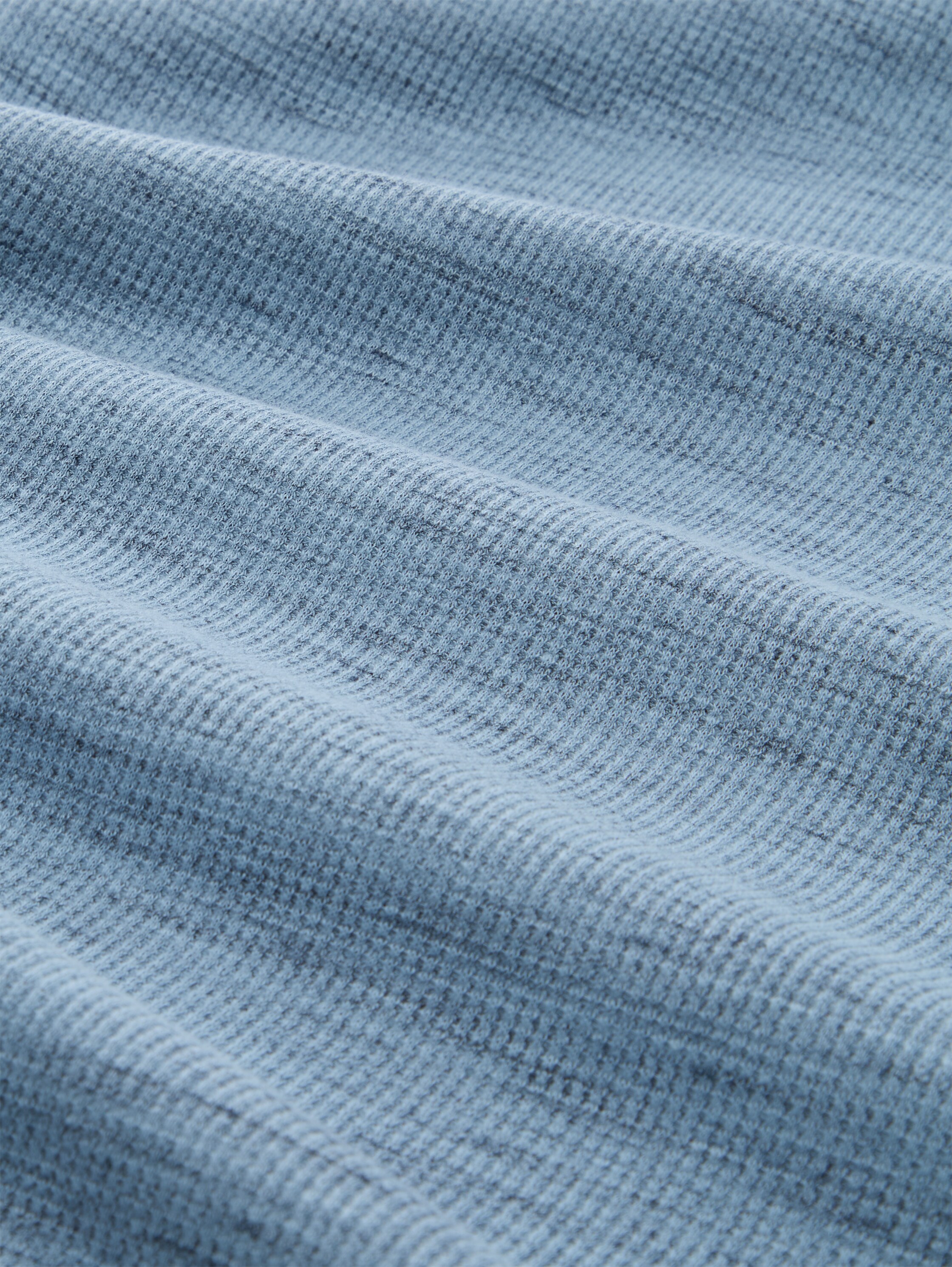 Henley T-Shirt in Melange-Optik - blue_grey_waffle_inject - 