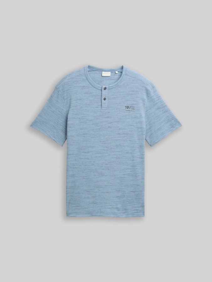 Henley T-Shirt in Melange-Optik von Men, blue grey waffle inject