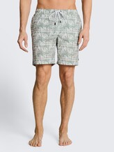 Badeshorts mit Muster - sea spray stripy palm print - Ausschnitt Model-Vorderansicht