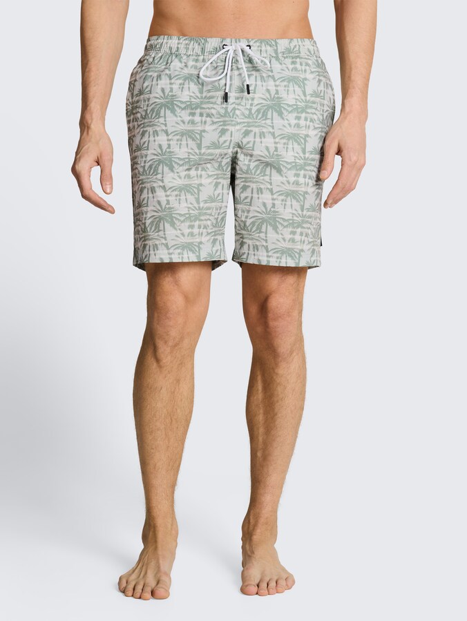 Zwemshort met patroon door Denim Male, sea spray stripy palm print