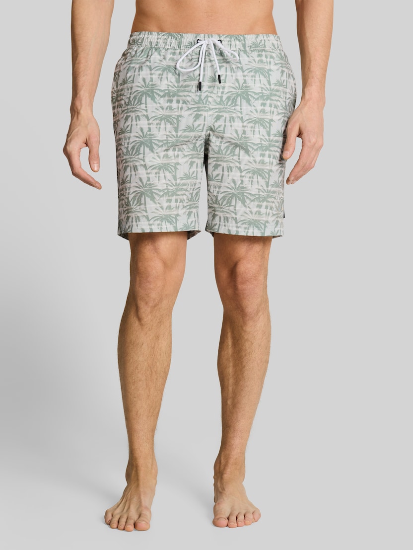 Badeshorts mit Muster von Denim Male, sea spray stripy palm print