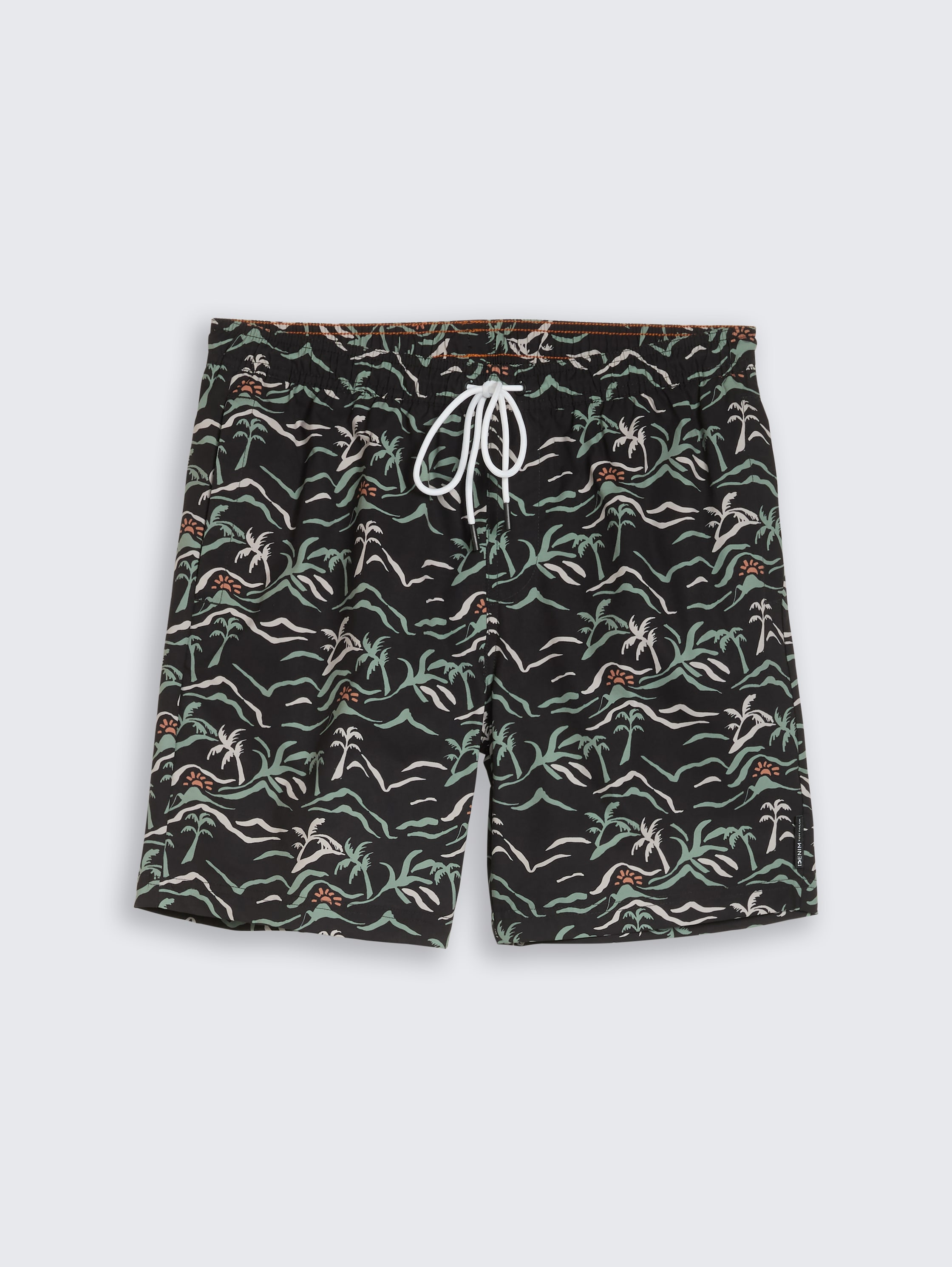 Badeshorts mit Muster - black_green_tropical_print - 
