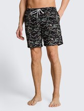 Badeshorts mit Muster - black green tropical print - Ausschnitt Model-Vorderansicht
