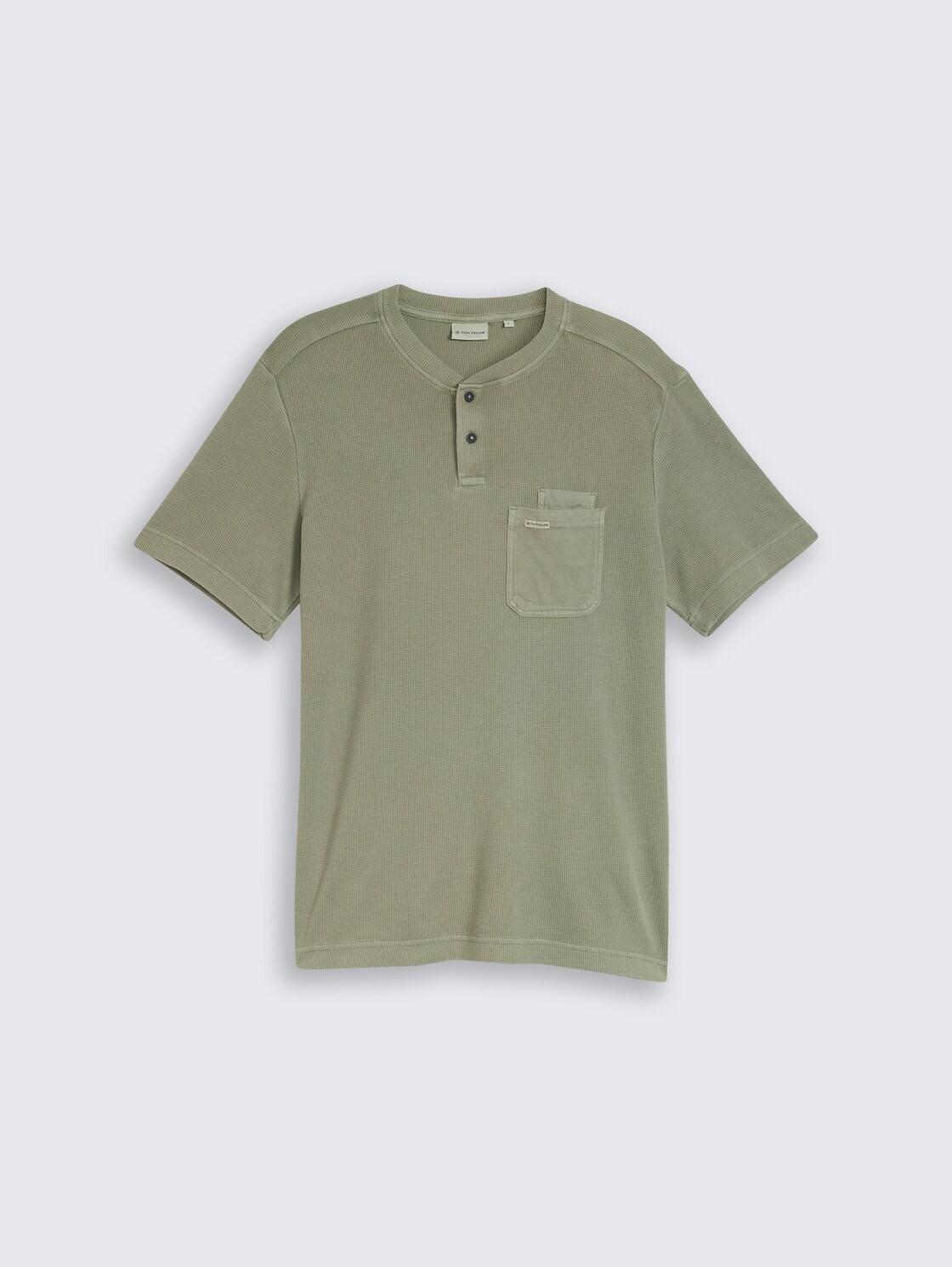 Henley T-Shirt mit Brusttasche - Greyish Shadow Olive - Vorder-Produkt-Ansicht