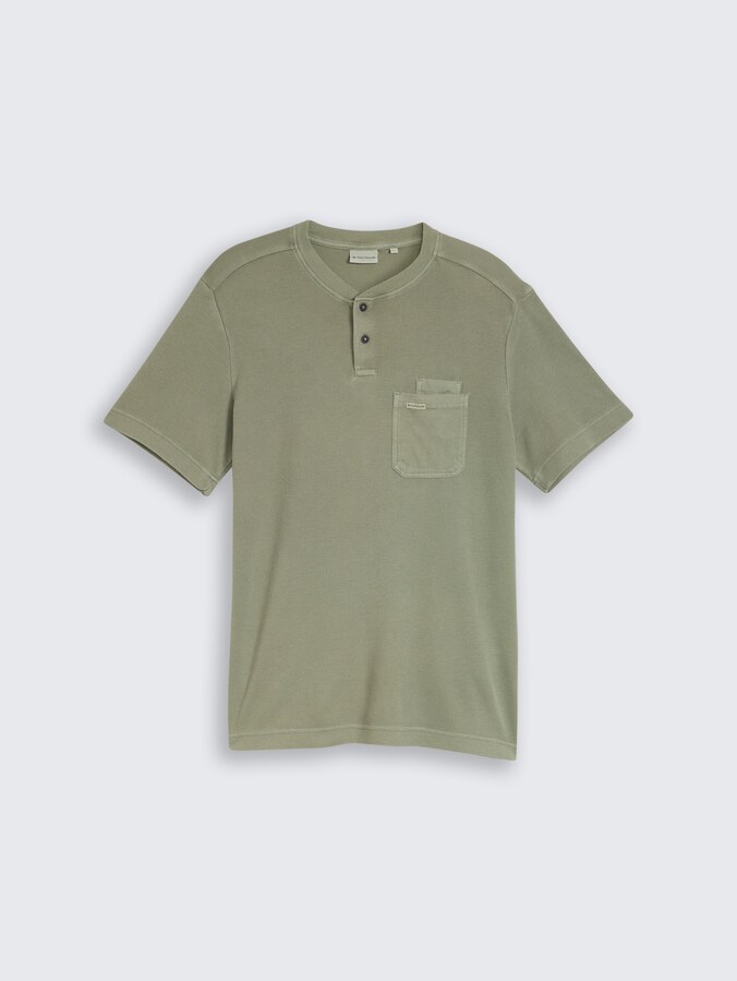 Henley T-Shirt mit Brusttasche von Men, Greyish Shadow Olive