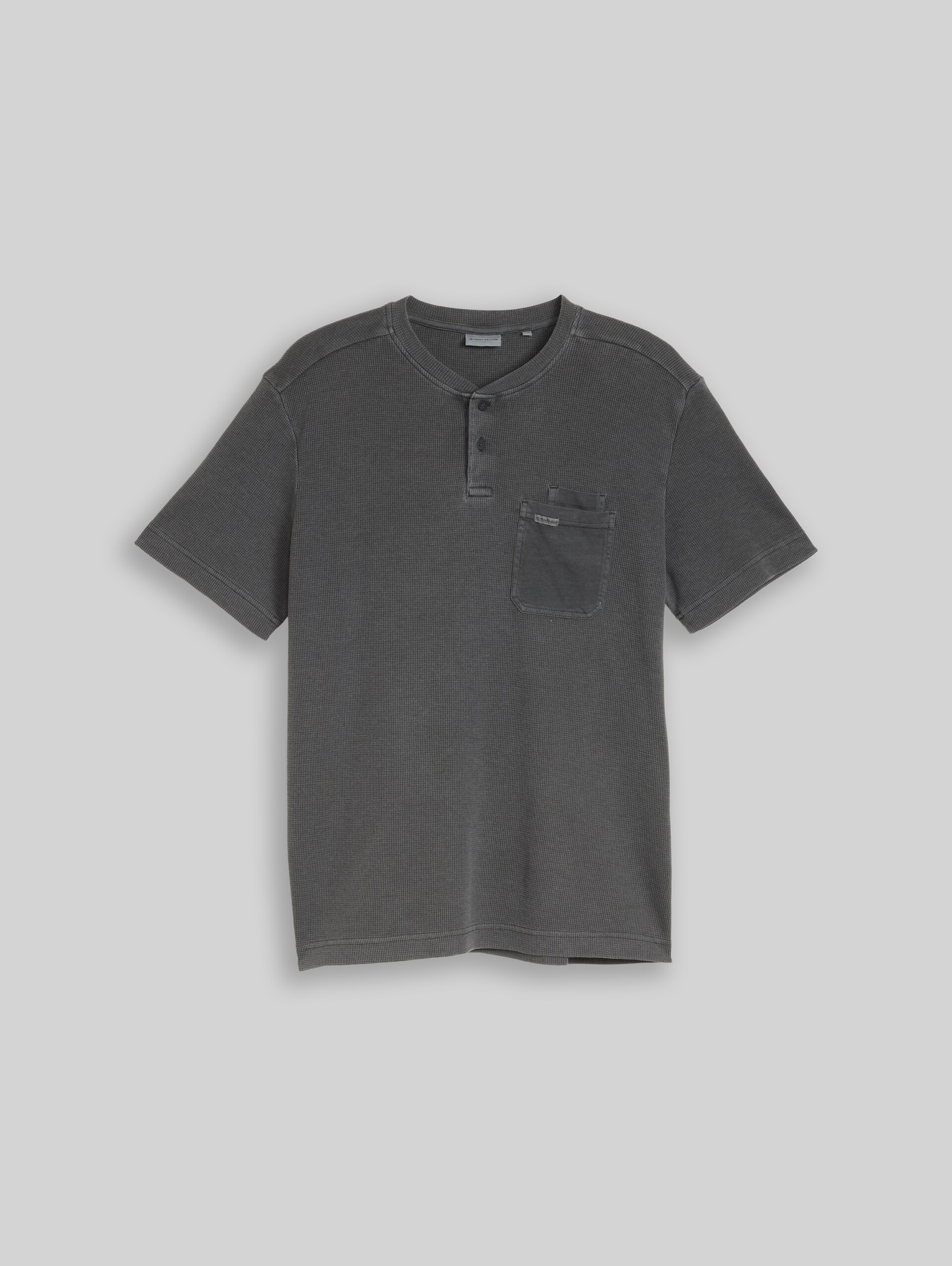 Henley T-shirt with breast pocket - Tarmac Grey - Front product view