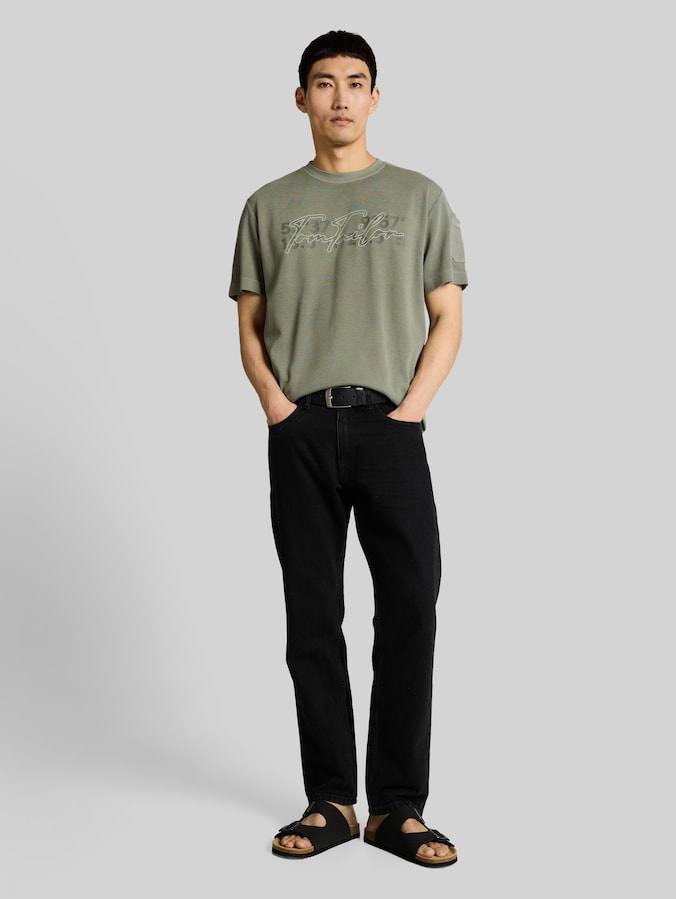 T-Shirt mit Waffelstruktur von Men, Greyish Shadow Olive