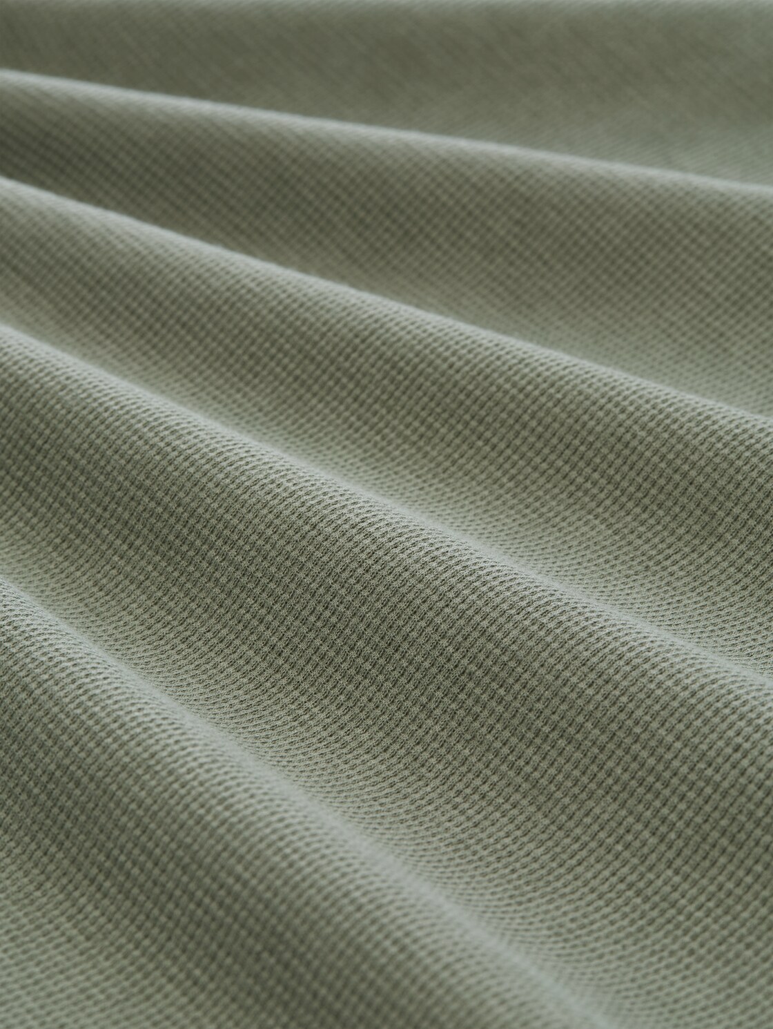 T-Shirt mit Waffelstruktur - Greyish Shadow Olive - Material-Ansicht