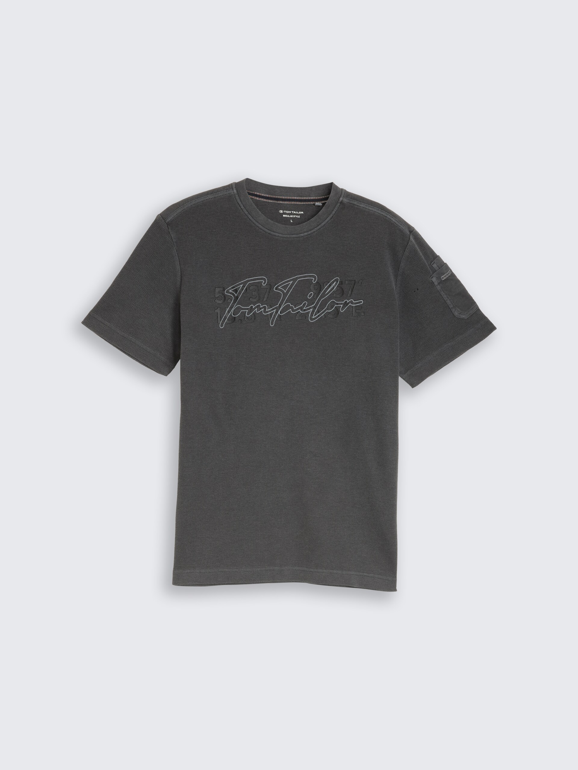 T-Shirt mit Waffelstruktur - Tarmac Grey - Vorder-Produkt-Ansicht