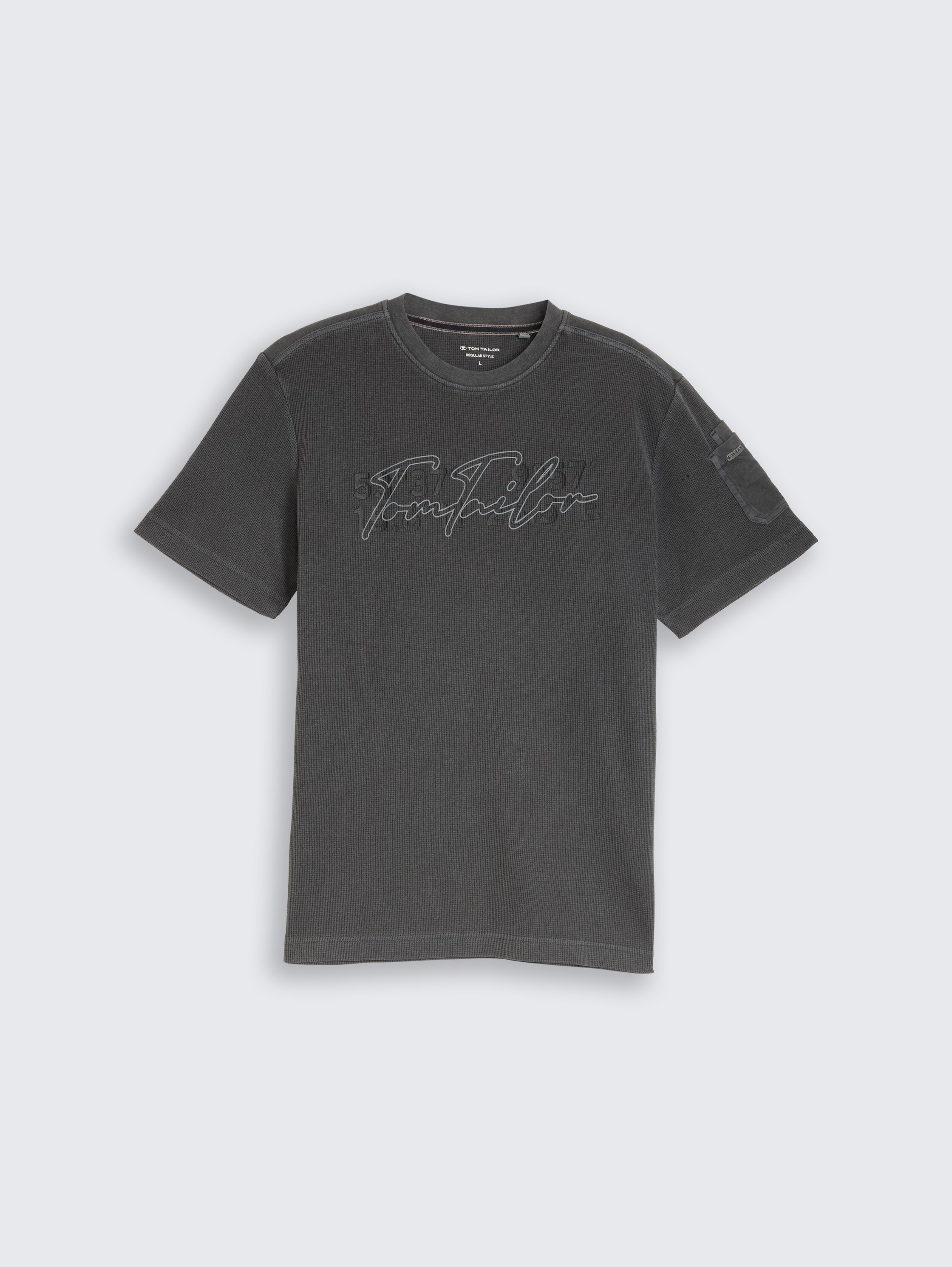 T-shirt met wafelstructuur - tarmac_grey - 