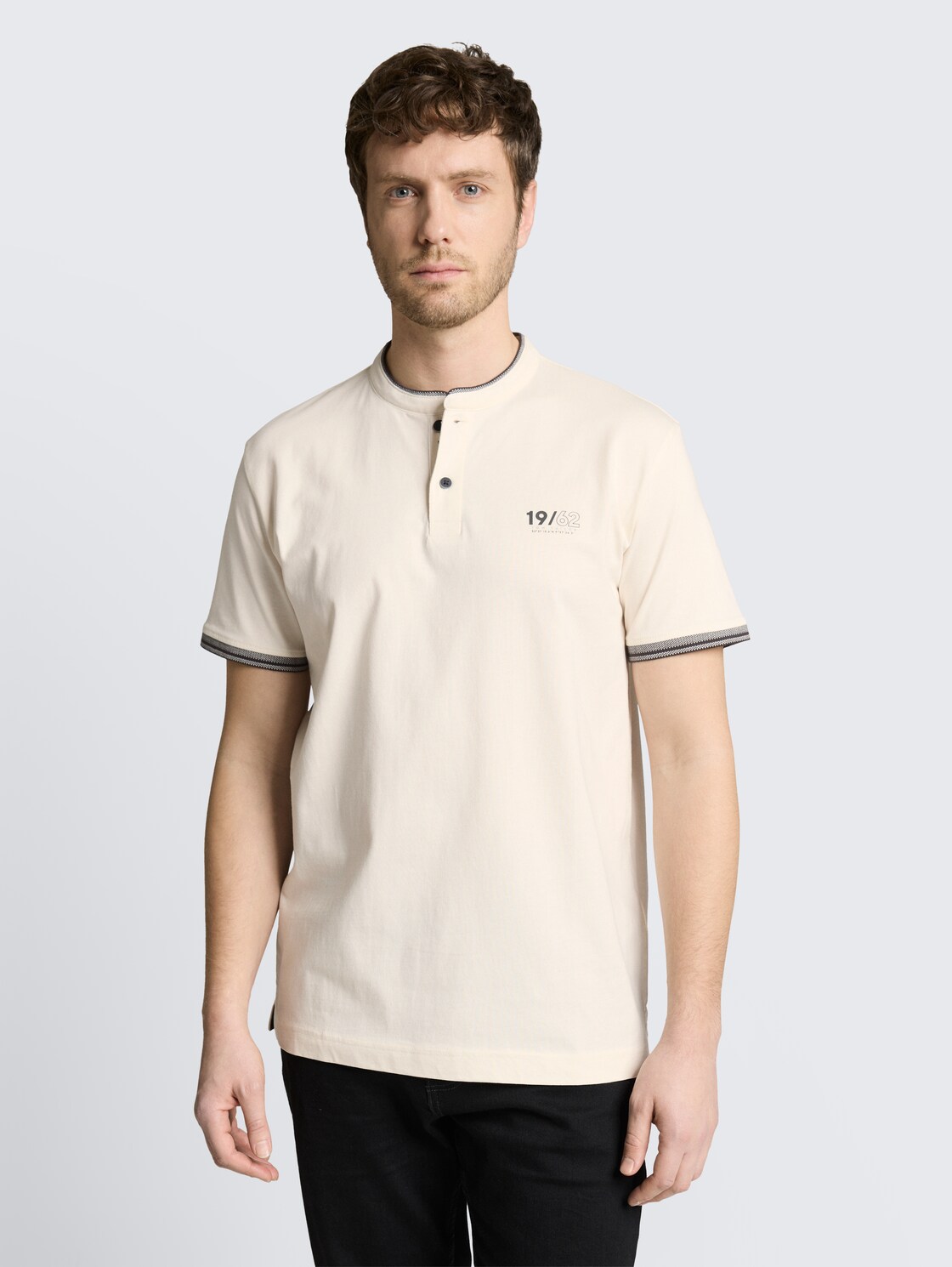 Poloshirt mit Stehkragen - Gardenia White