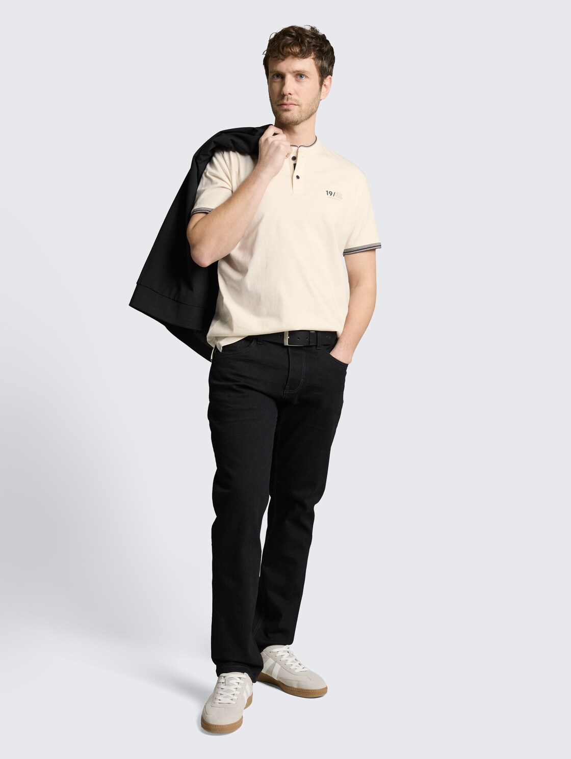 Poloshirt mit Stehkragen - Gardenia White