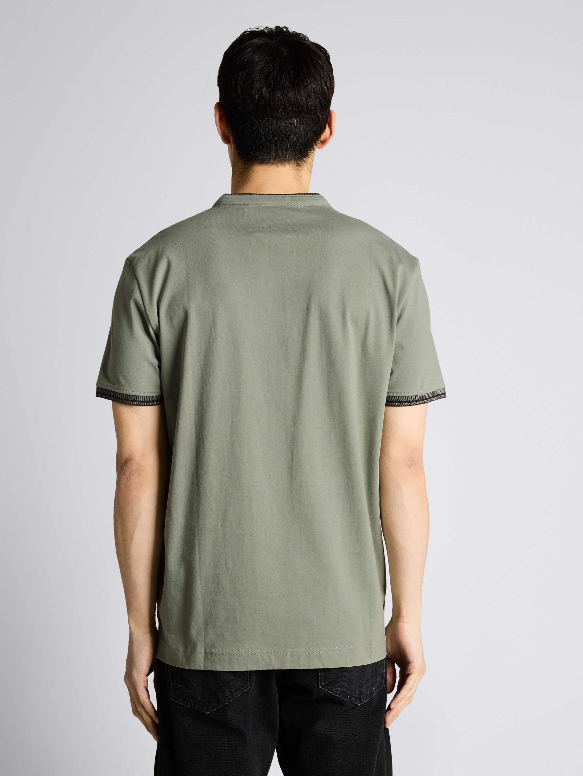 Poloshirt mit Stehkragen - Greyish Shadow Olive