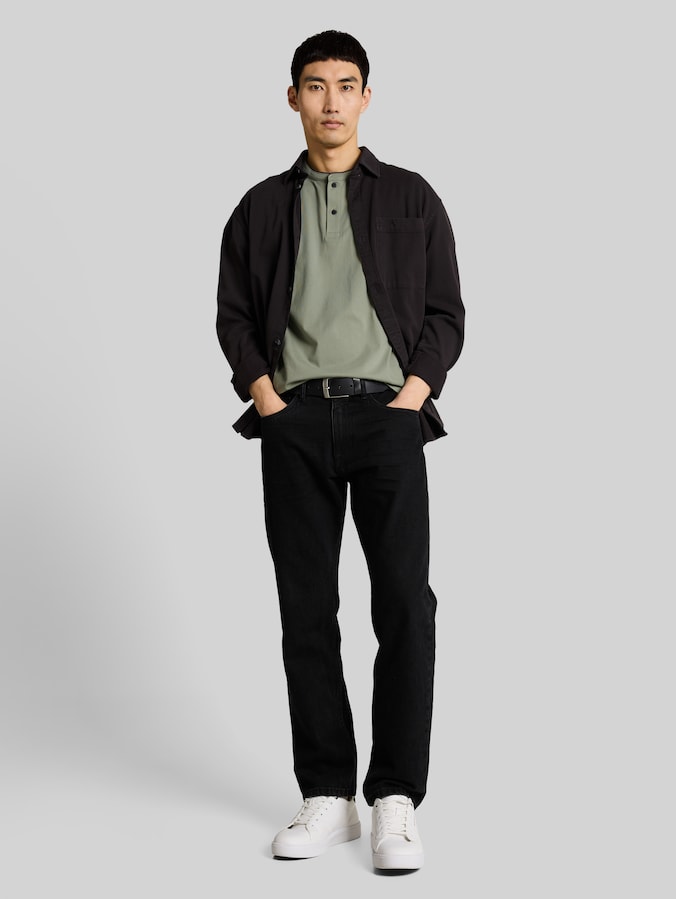 Poloshirt met opstaande kraag door Men, Greyish Shadow Olive