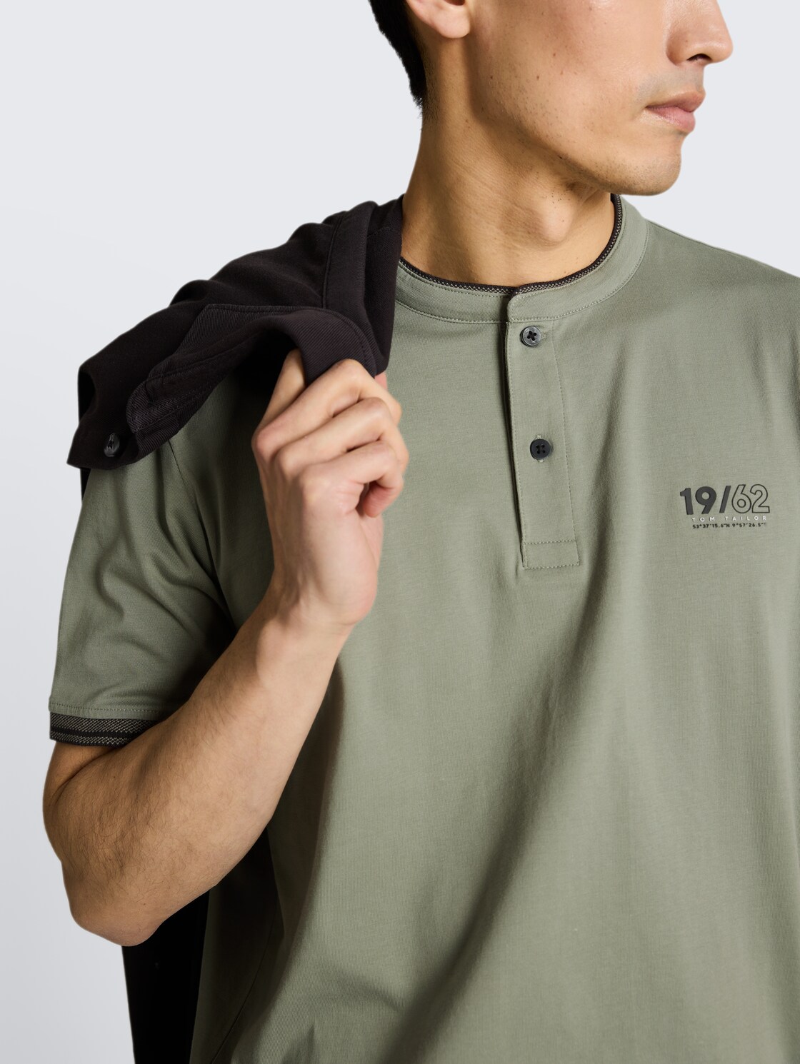 Poloshirt mit Stehkragen - Greyish Shadow Olive