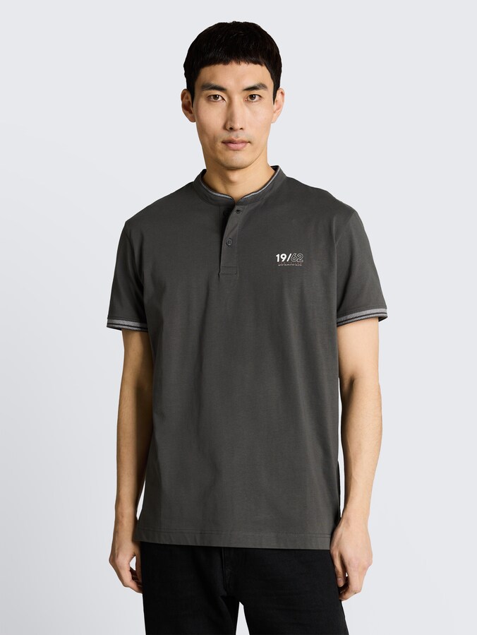 Polo shirt with stand-up collar by Men, Tarmac Grey
