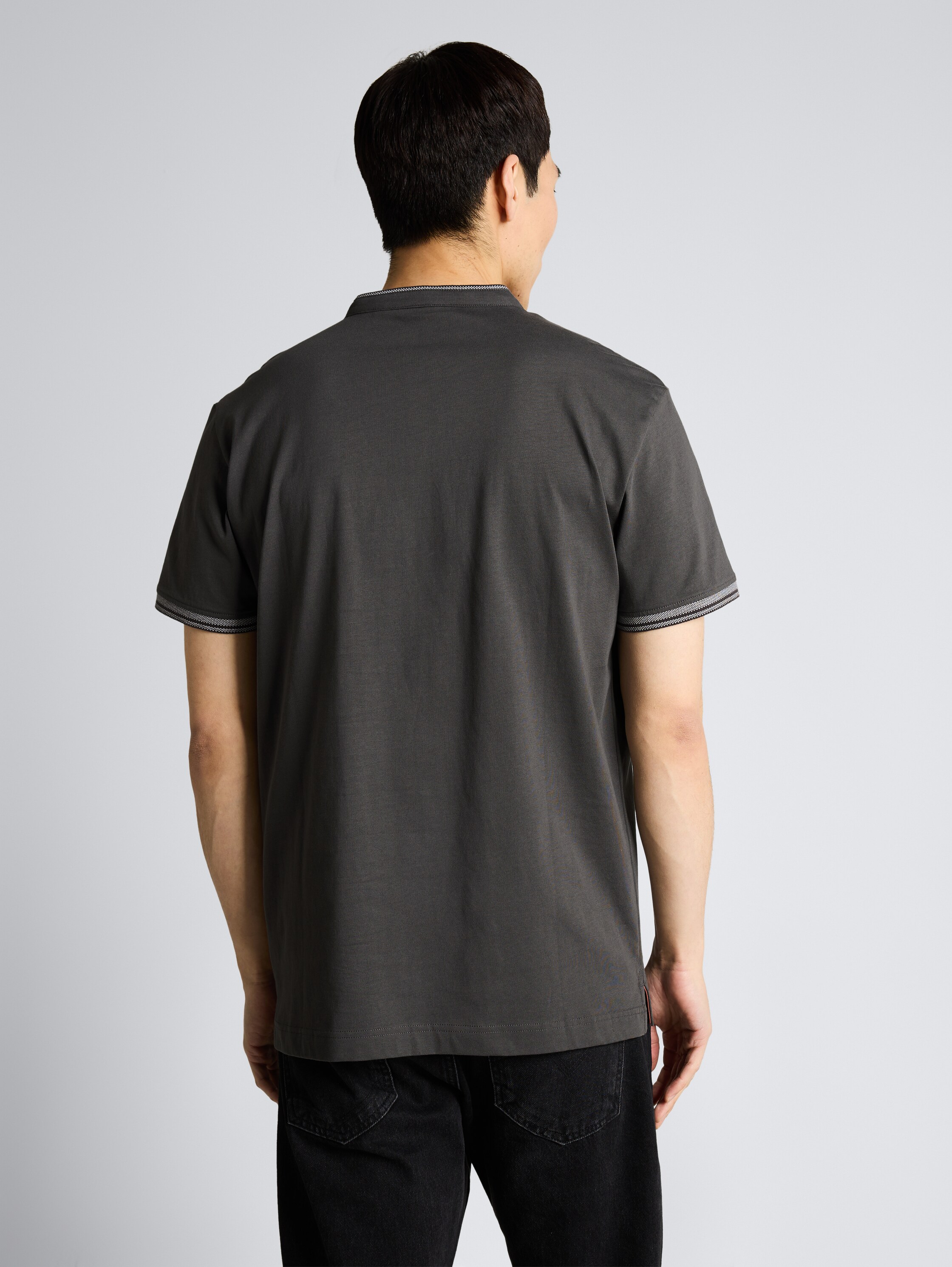 Polo shirt with stand-up collar - Tarmac Grey