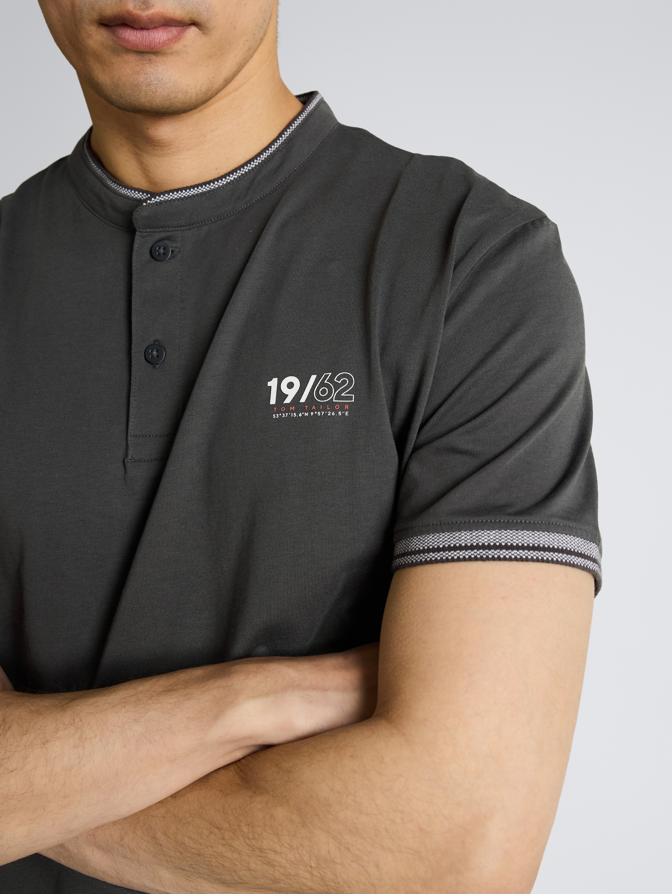 Polo shirt with stand-up collar - Tarmac Grey