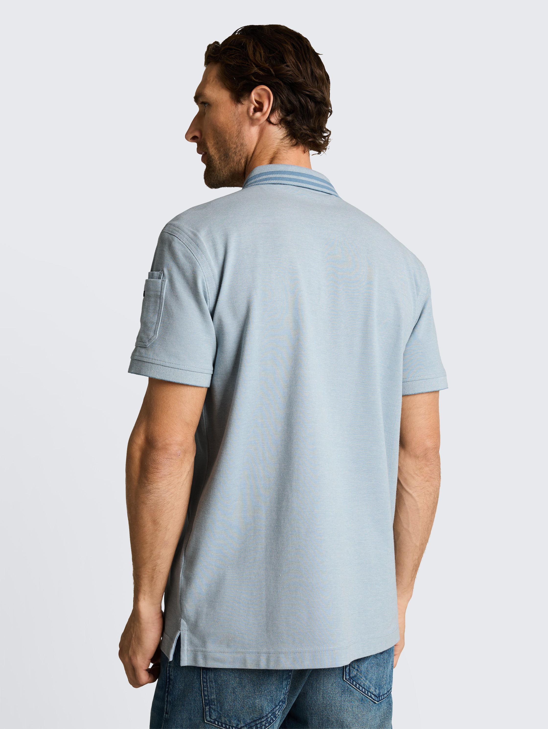 Polo avec poche sur la manche - blue_white_two_tone - 
