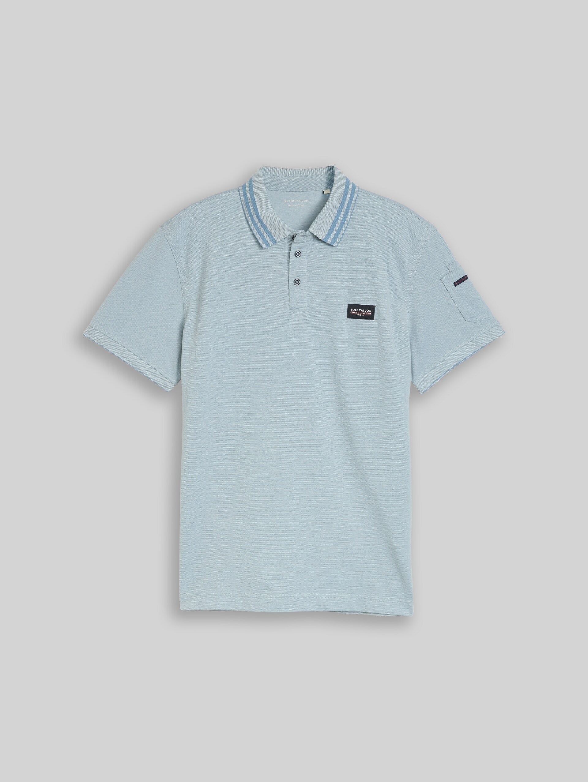 Polo shirt with sleeve pocket - blue white two tone