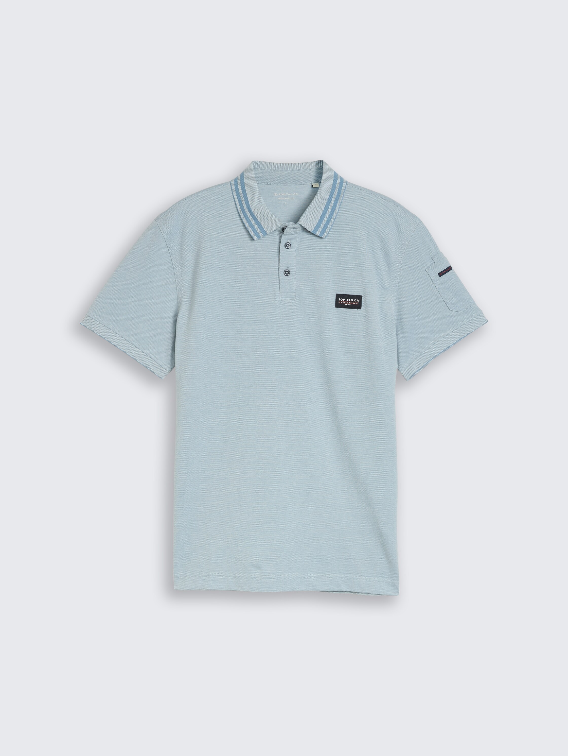 Poloshirt mit Ärmeltasche - blue white two tone